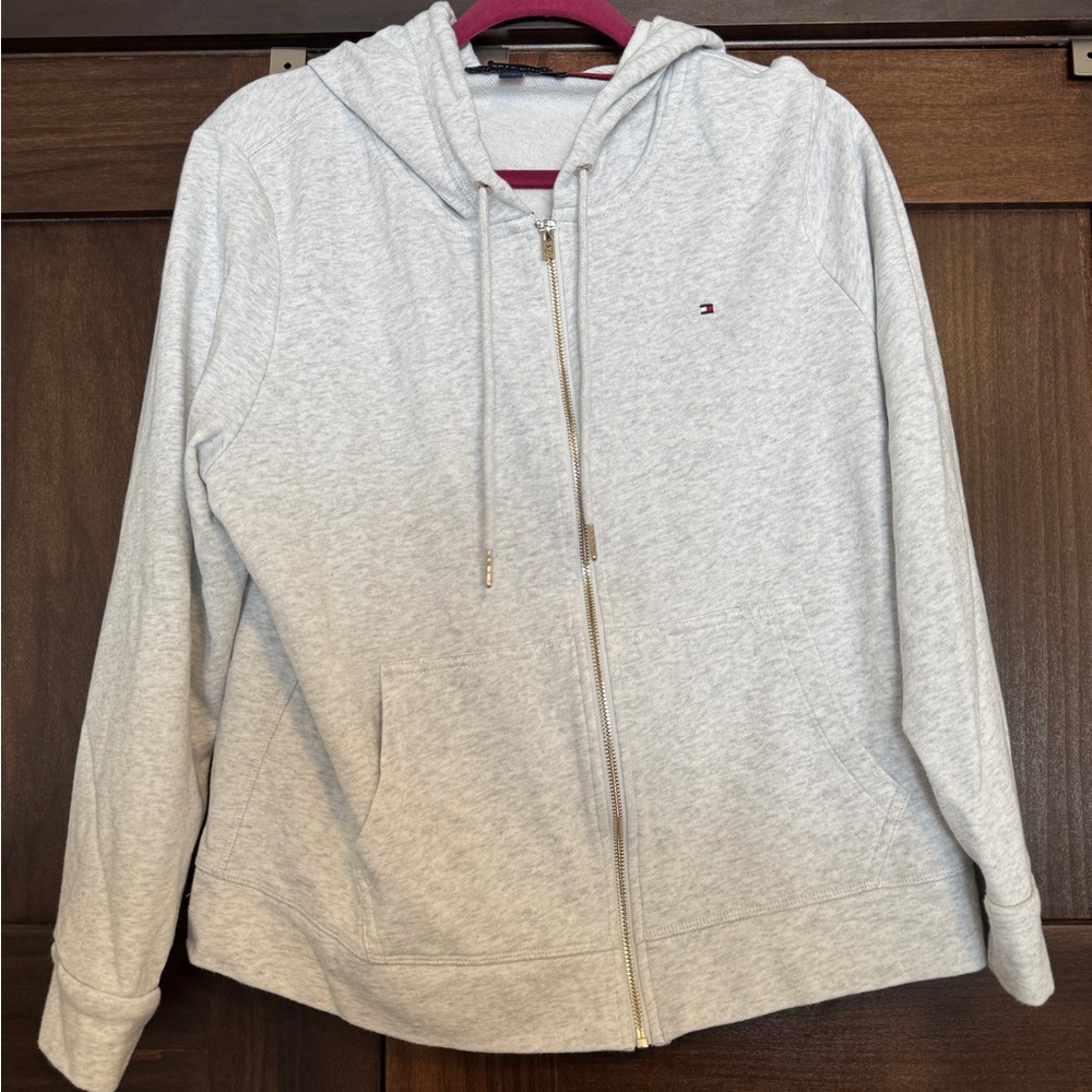 Tommy Hilfiger Light Gray zip up sweatshirt